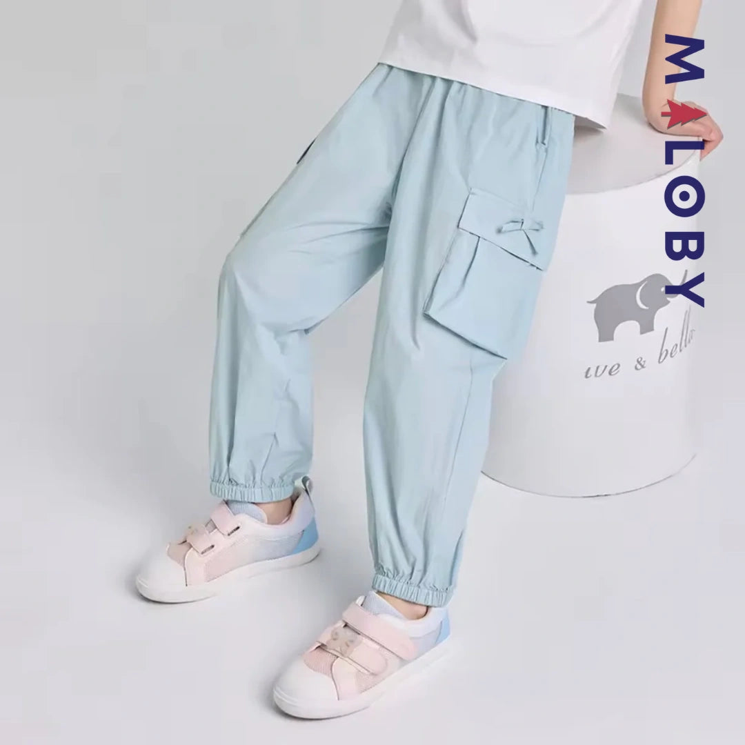 Pantalon jogging anti-moustiques pour enfant fille de taille moyenne et grande -Gris bleu