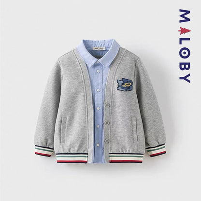Cardigan chemise intégrée avec patch enfant garçon - gris