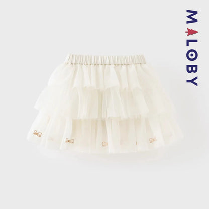 Jupe à volants en tulle enfant fille- Beige/Marine -robes et ensembles pour filles, bébés et garcons - MALOBY