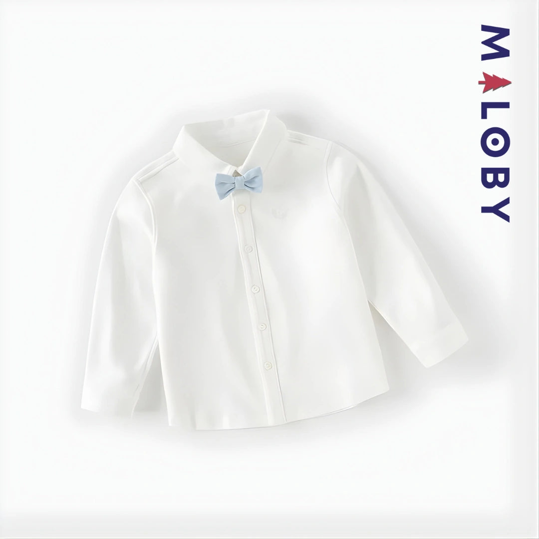 Chemise à nœud papillon enfant garçon -Blanc -robes et ensembles pour filles, bébés et garcons - MALOBY