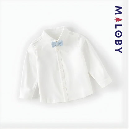 Chemise à nœud papillon enfant garçon -Blanc -robes et ensembles pour filles, bébés et garcons - MALOBY