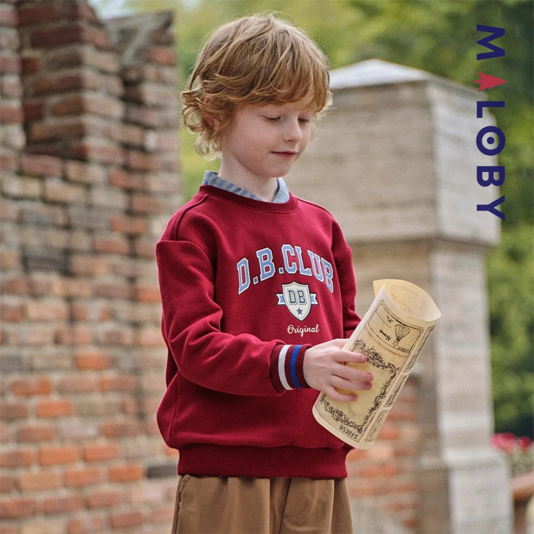 sweat col rond motif placé enfant garçon -Rouge -robes et ensembles pour filles, bébés et garcons - MALOBY