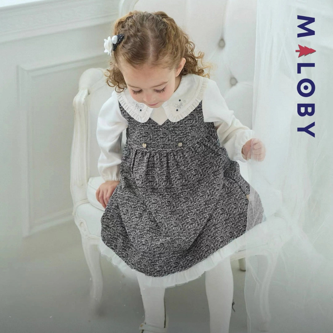 Robe style chanel enfant fille- Marine -robes et ensembles pour filles, bébés et garcons - MALOBY