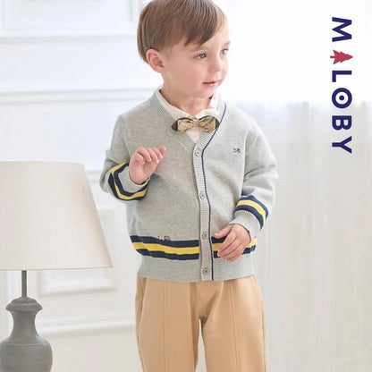 Duo chemise+cardigan enfant garçon -Gris/Blanc -robes et ensembles pour filles, bébés et garcons - MALOBY