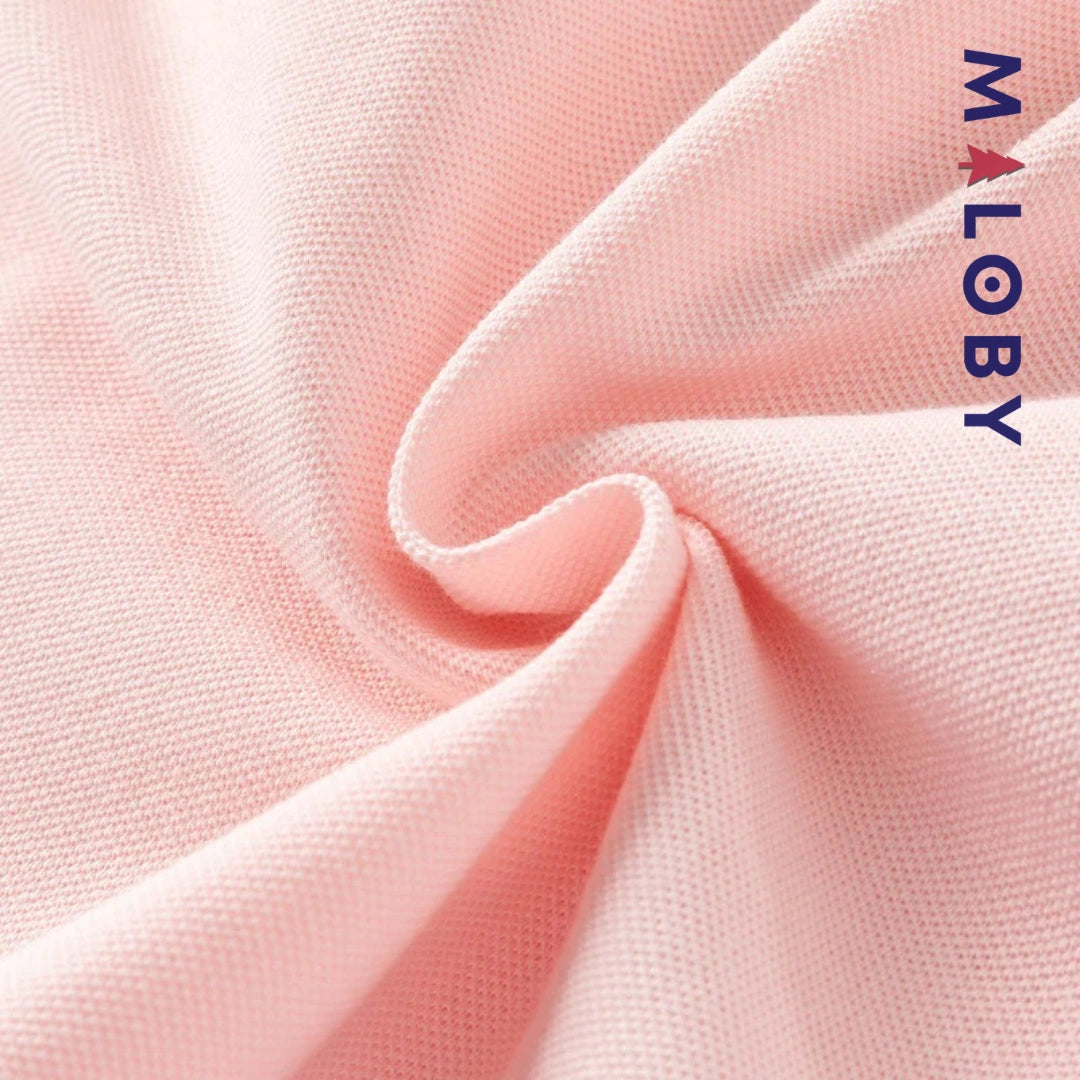 Robe manches courtes en piqué de coton enfant fille -Rose