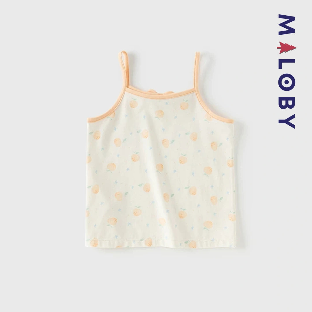 Débardeurs doux d'été enfant fille -Orange/Bleu ciel