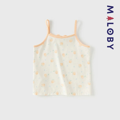 Débardeurs doux d'été enfant fille -Orange/Bleu ciel