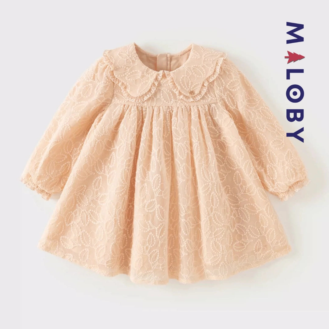 Robe cérémonie brodée enfant fille- Rose pâle -robes et ensembles pour filles, bébés et garcons - MALOBY