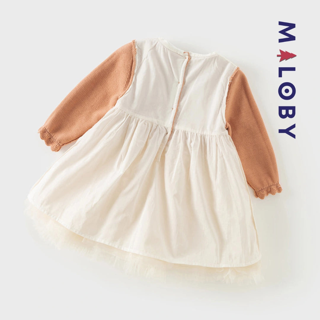 Robe cérémonie à boléro intégré- Beige -robes et ensembles pour filles, bébés et garcons - MALOBY