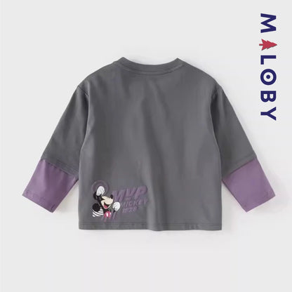 T-shirt doubles manches motif Disney enfant Garçon -Gris -robes et ensembles pour filles, bébés et garcons - MALOBY
