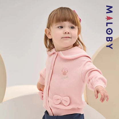 Cardigan en pur coton motif Minnie enfant fille -Rose -robes et ensembles pour filles, bébés et garcons - MALOBY