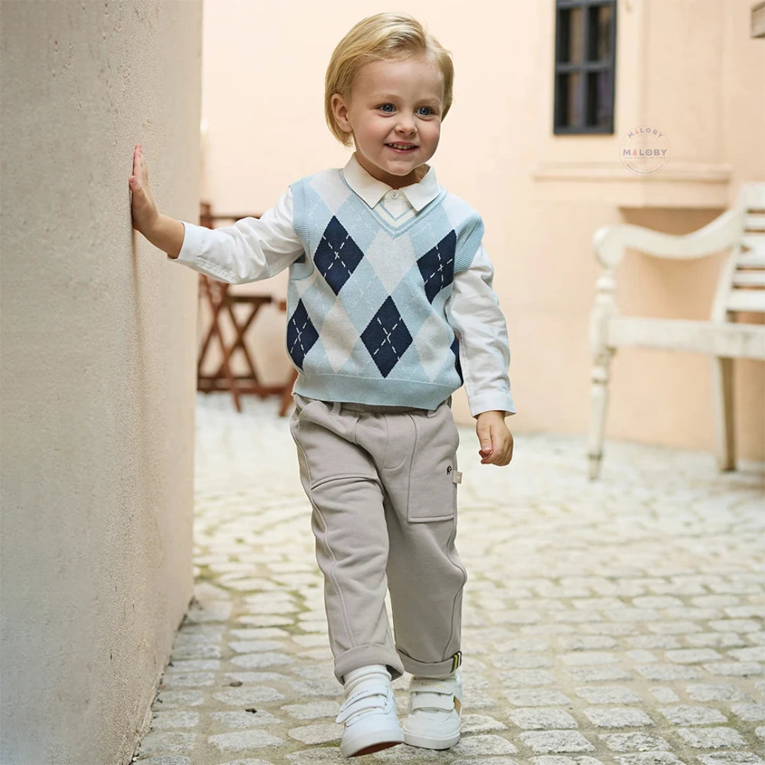 Pantalon cargo poches plaquées enfant garçon gris, vêtement enfant maroc - MALOBY