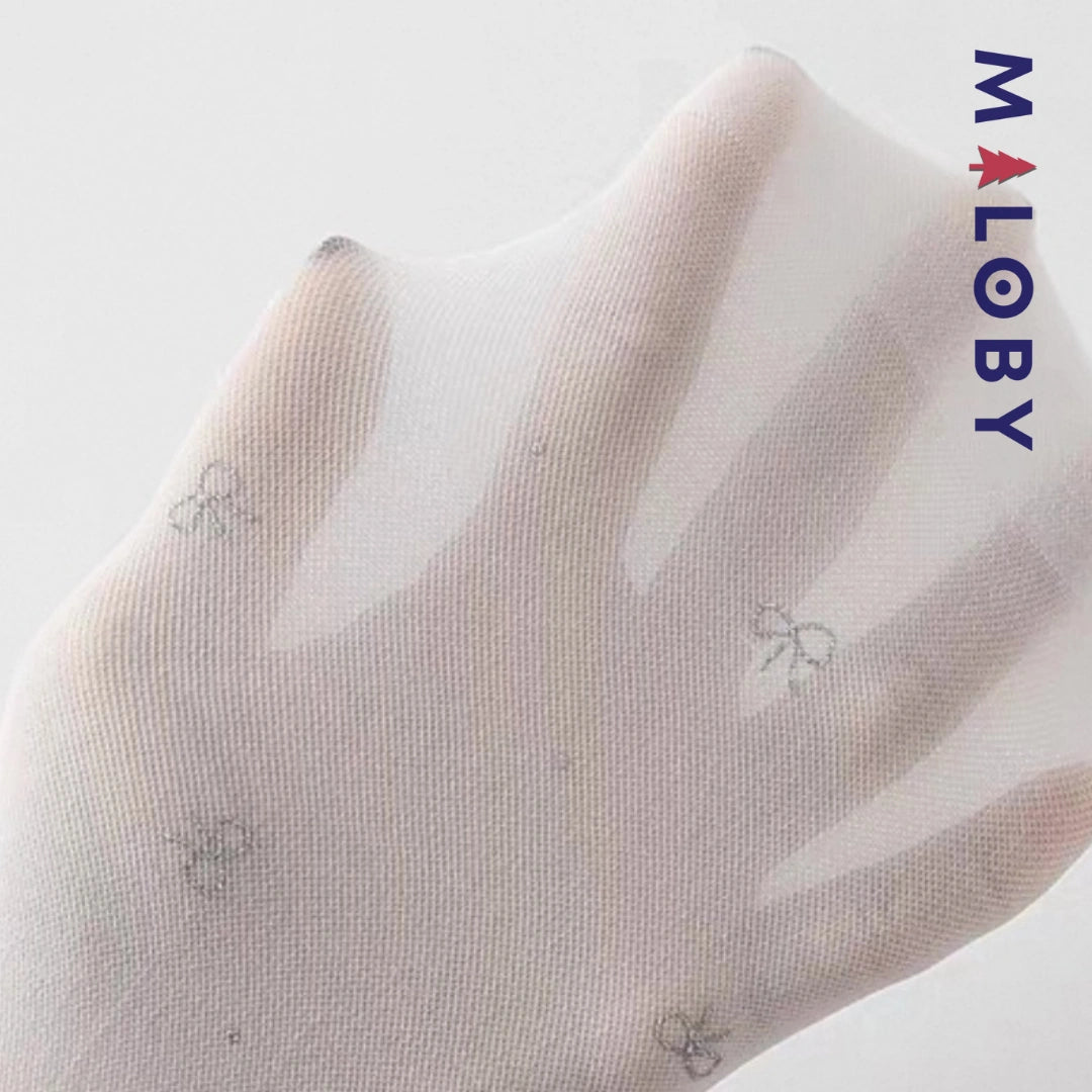 Collant fins motifs nœuds argentés enfant fille -Blanc -robes et ensembles pour filles, bébés et garcons - MALOBY