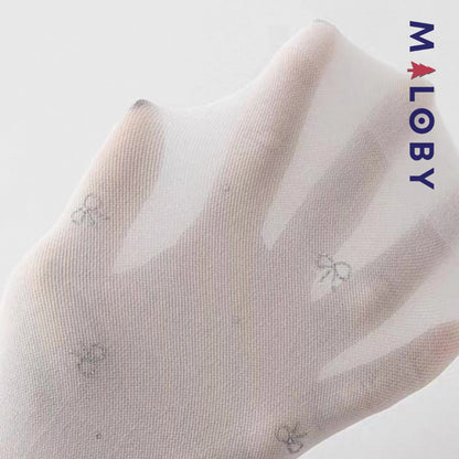 Collant fins motifs nœuds argentés enfant fille -Blanc -robes et ensembles pour filles, bébés et garcons - MALOBY