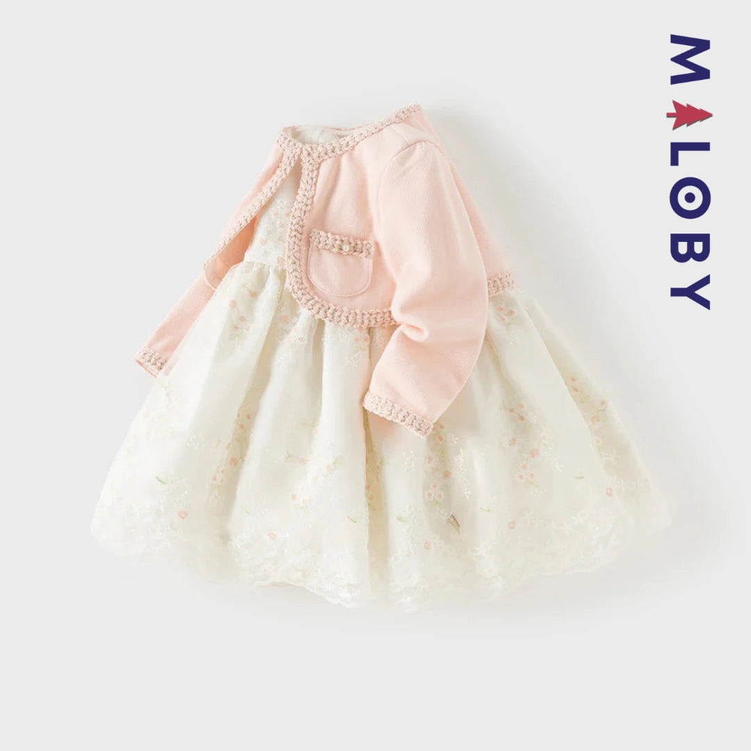 Robe cérémonie avec Boléro intégré -Rose -robes et ensembles pour filles, bébés et garcons - MALOBY
