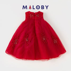 Robe cérémonie perlée- Rouge -robes et ensembles pour filles, bébés et garcons - MALOBY