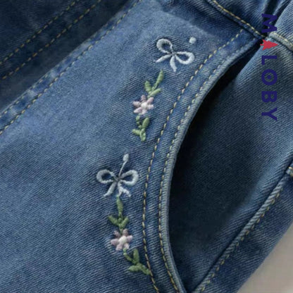 Jean à base volontée enfant fille-Bleu -robes et ensembles pour filles, bébés et garcons - MALOBY