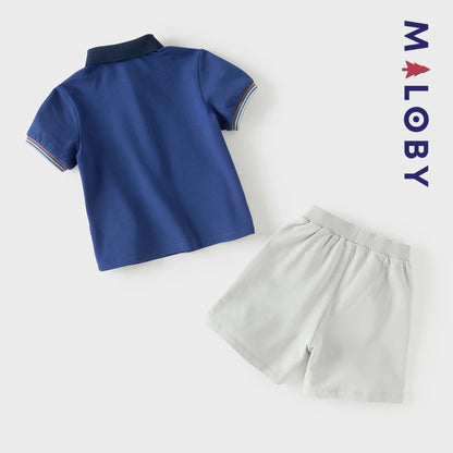 Ensemble 2 Pièces polo+ short motif marin enfant garçon- Bleu