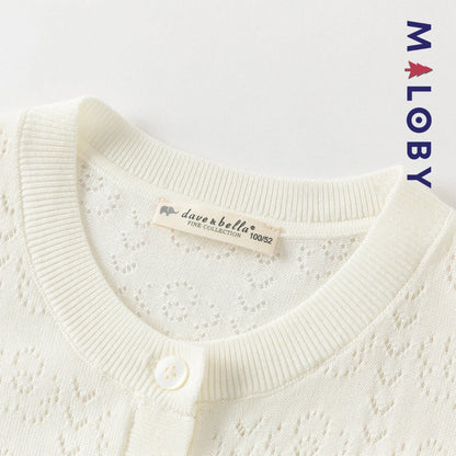 Cardigan en maille pointille enfant fille -Beige