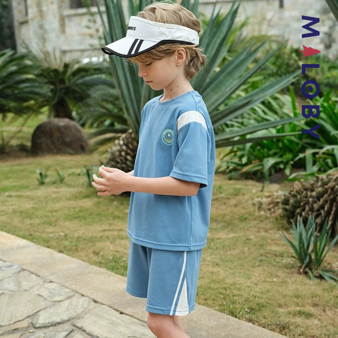 Ensemble été 2 pièces antibactérien enfant garçon -Bleu