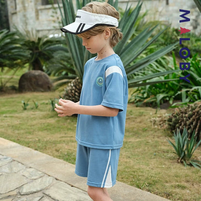 Ensemble été 2 pièces antibactérien enfant garçon -Bleu