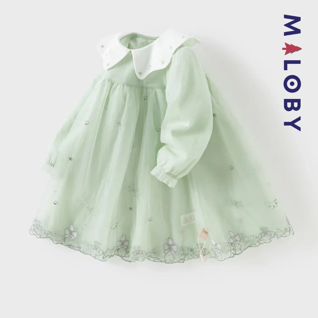 Robe star col claudine- Vert