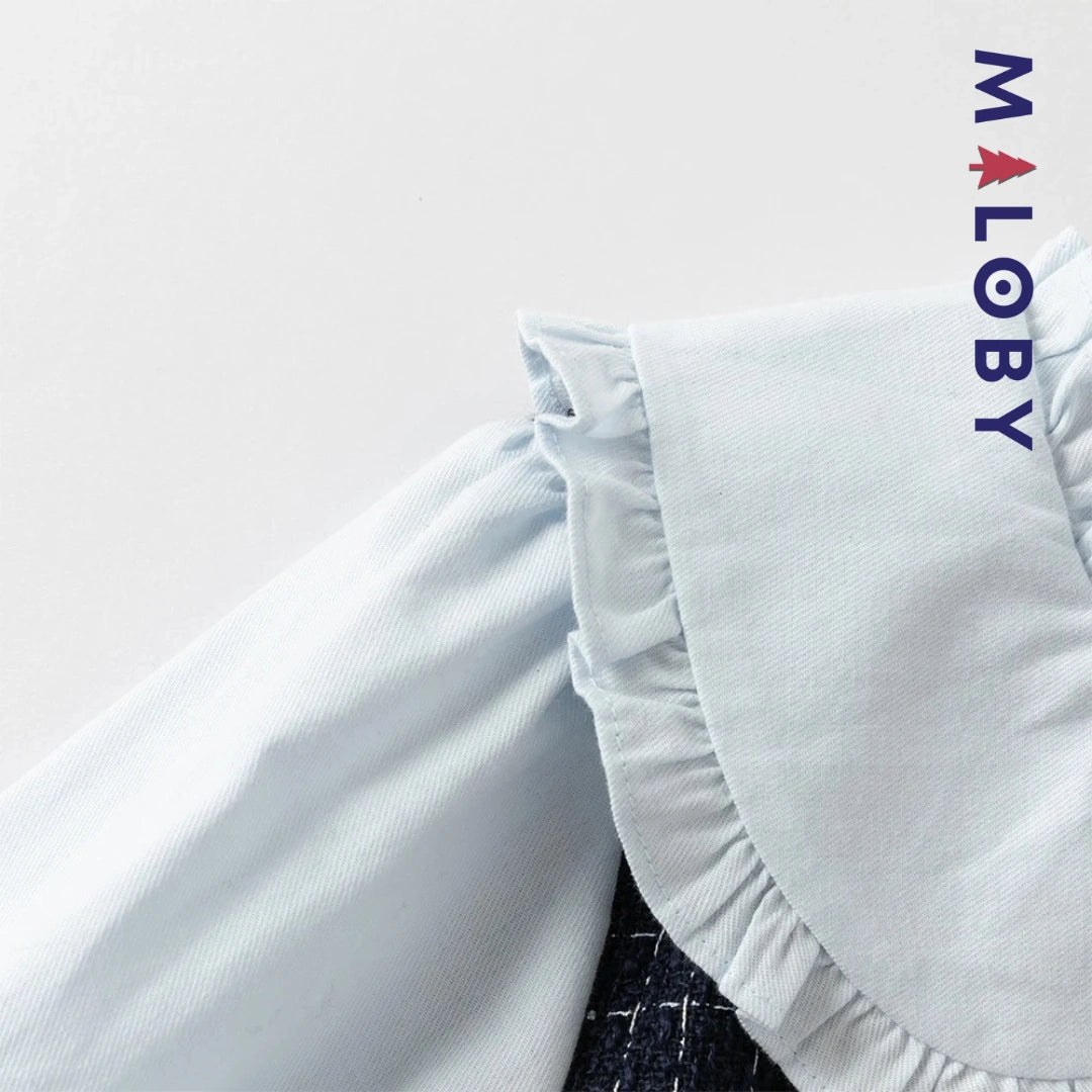 Robe à carreaux effet 2 en 1 enfant fille- bleu -robes et ensembles pour filles, bébés et garcons - MALOBY