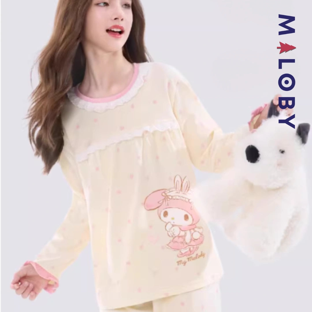 Ensemble Pyjama 2 pièces en coton enfant fille -Rose -robes et ensembles pour filles, bébés et garcons - MALOBY