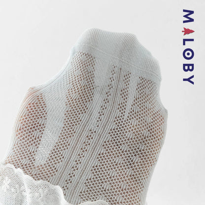 Chaussettes mi-mollet à nœud enfant fille - Blanc