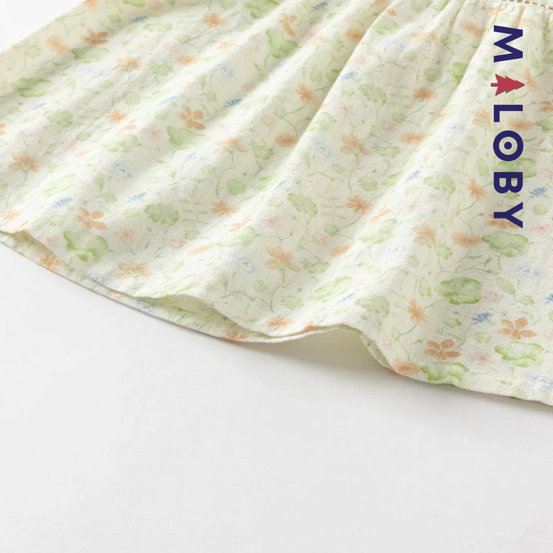 Ensemble floral 2 pièces Tunique+Short enfant fille- Vert