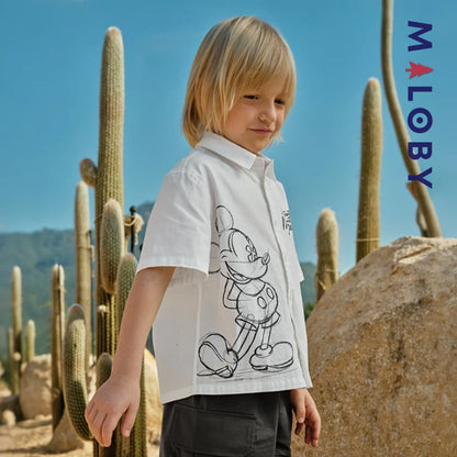 Ensemble 2 pièces Chemise+short motif Disney enfant garçon -Blanc