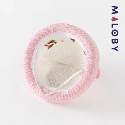 Chapeau en tricot style hello Ketty enfant fille - Beige