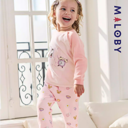 Pyjama 2 pièces manches longues enfant fille -Rose -robes et ensembles pour filles, bébés et garcons - MALOBY