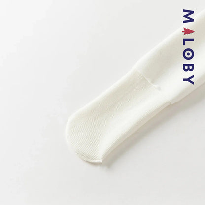 Collant épais à nœuds enfant fille- beige/noir