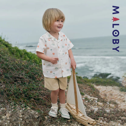 Ensemble Été en lin chemise+short -Kaki