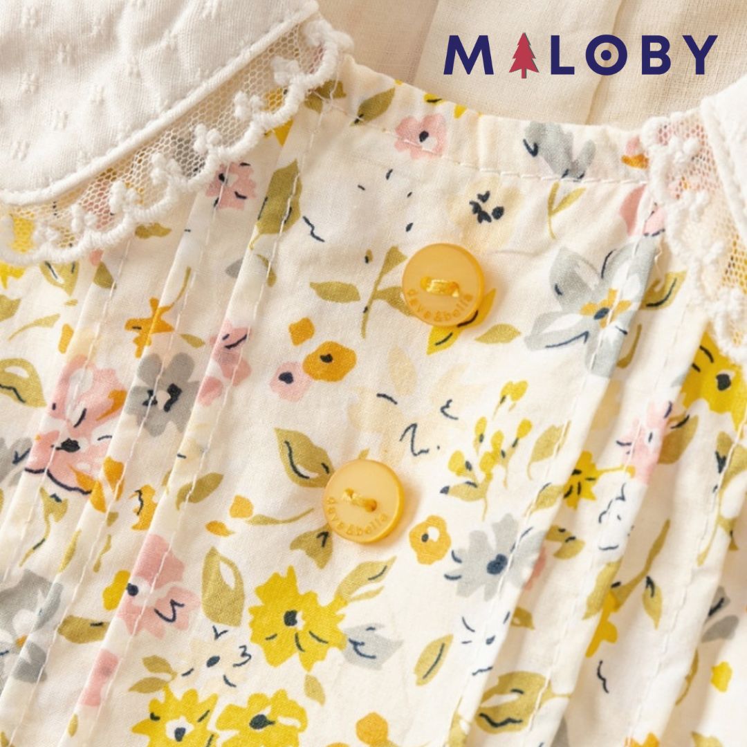 Robe à motifs fleurs imprimés - Jaune -robes et ensembles pour filles, bébés et garcons - MALOBY