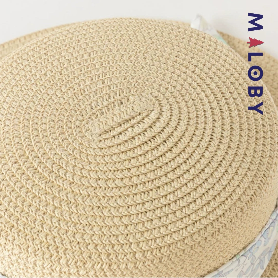 Chapeau aspect paille avec ruban imprimé enfant fille -Imprimé floral
