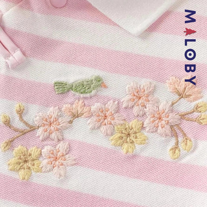 Robe d'été rayée enfant fille -Rose