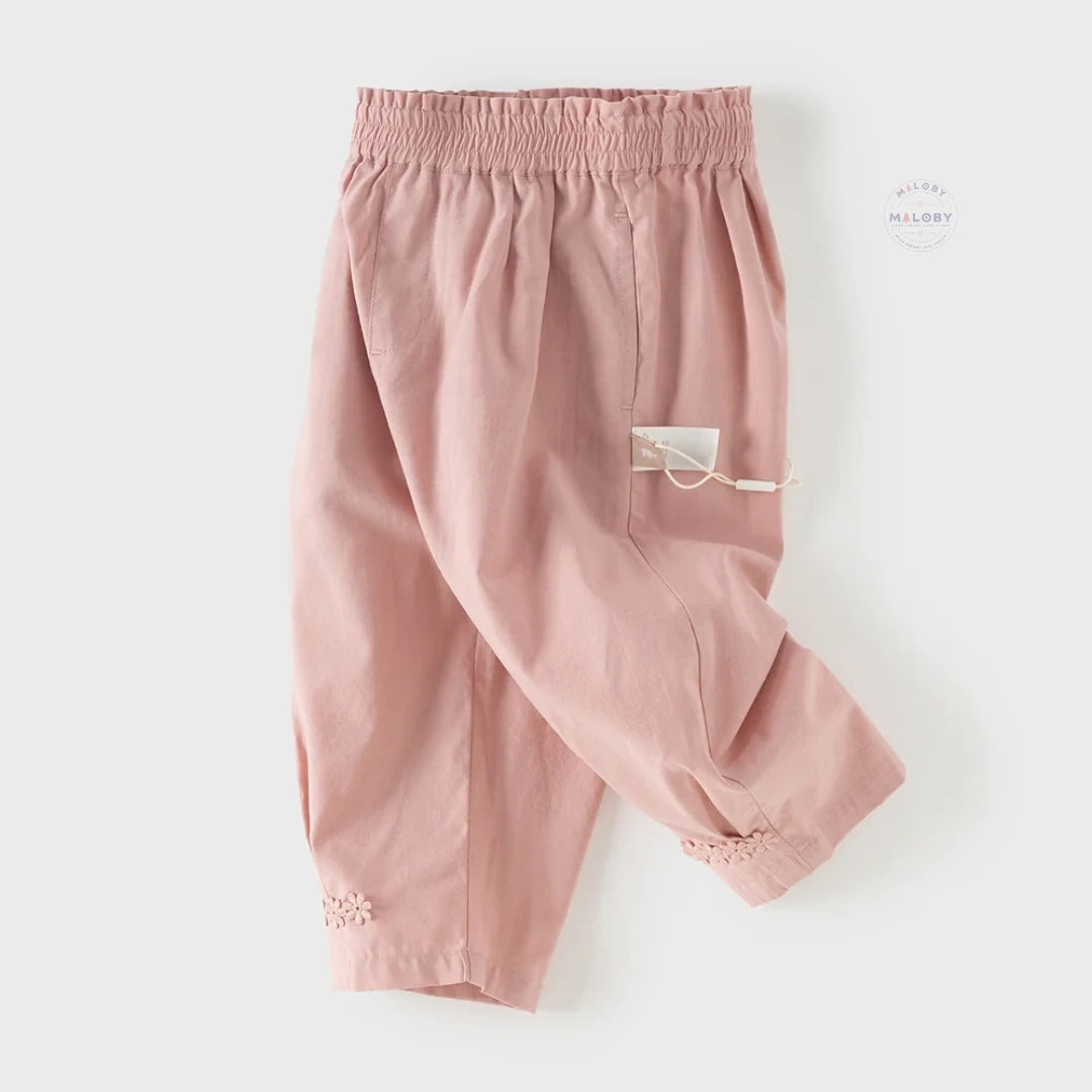 Pantalon carotte décontracté enfant fille rose, vêtement enfant maroc - MALOBY