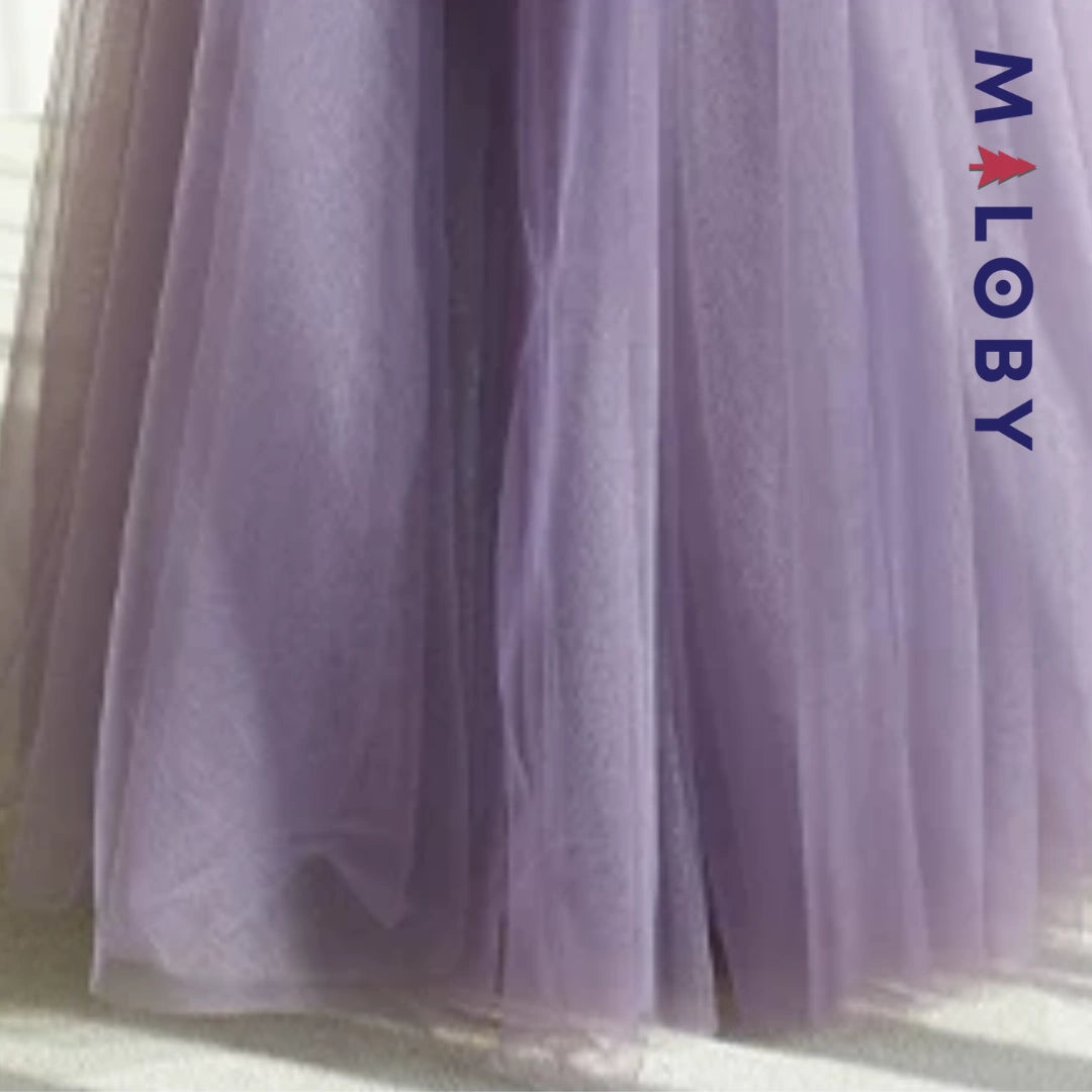 Robe princesse en tulle perlée -Violet