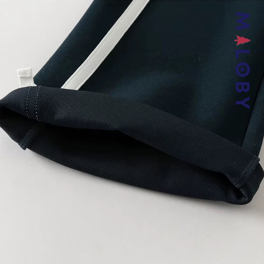 Pantalon tricoté à Bandes Contrastées enfant fille- Marine