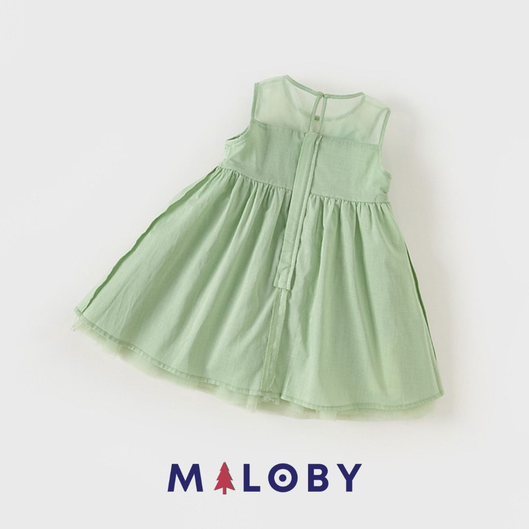 Robe cérémonie à nœuds enfant fille- Vert -robes et ensembles pour filles, bébés et garcons - MALOBY