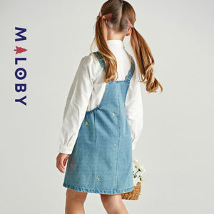 Robe salopette en denim enfant fille- Bleu -robes et ensembles pour filles, bébés et garcons - MALOBY