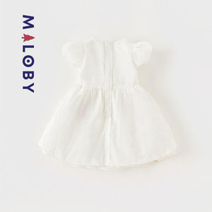 Robe cérémonie brodée enfant fille - Blanc