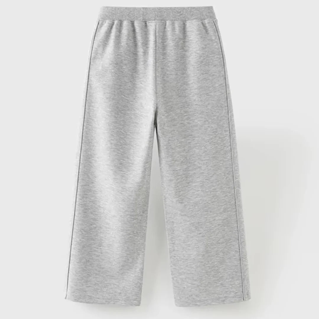 Ensemble sport veste zippée et pantalon évasé enfant fille- Gris chiné