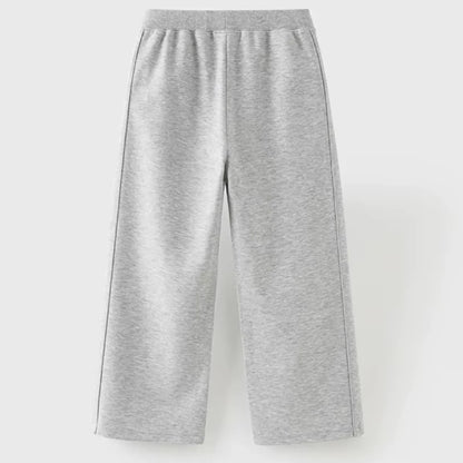 Ensemble sport veste zippée et pantalon évasé enfant fille- Gris chiné