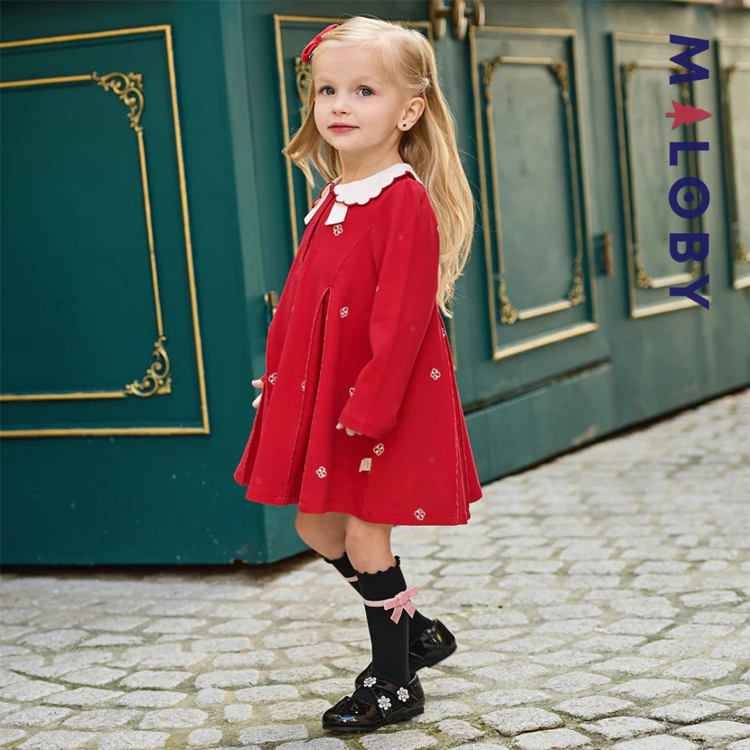 Robe polo motif papillon enfant fille -Rouge -robes et ensembles pour filles, bébés et garcons - MALOBY