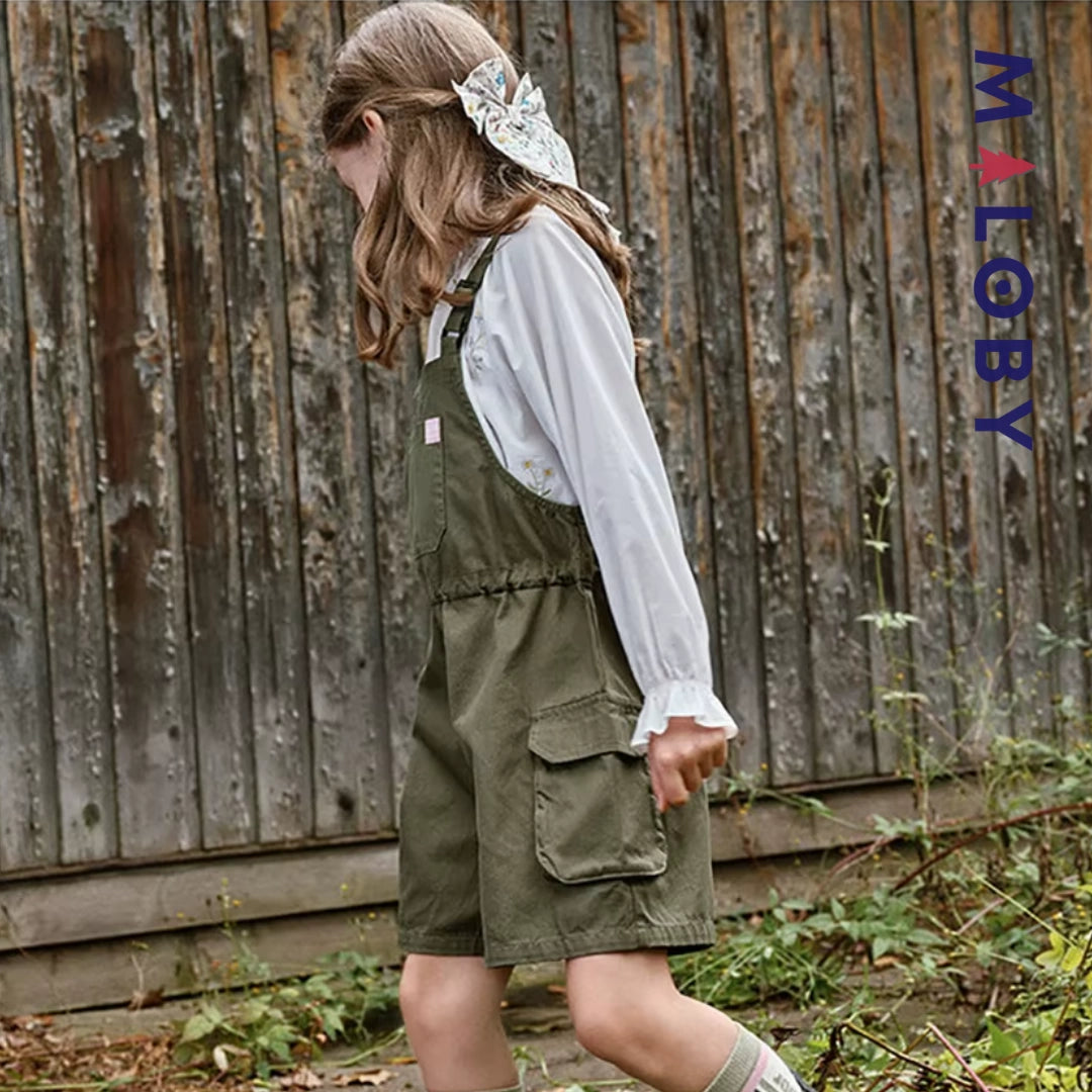 Chemise brodée en pur coton enfant fille -Beige
