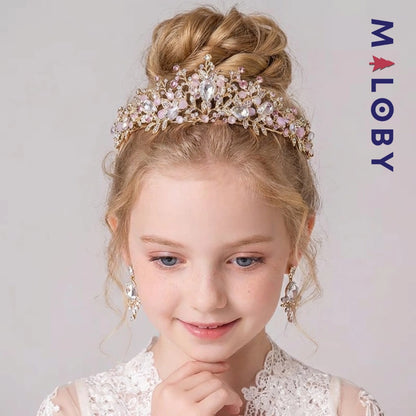 Couronne dorée perlée -robes et ensembles pour filles, bébés et garcons - MALOBY