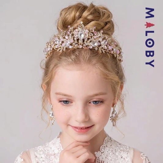 Couronne dorée perlée -robes et ensembles pour filles, bébés et garcons - MALOBY